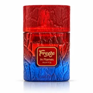 Frasco de Freeze In Flames de Riiffs, extrait de parfum unisex de 100 ml, sobre fondo blanco.