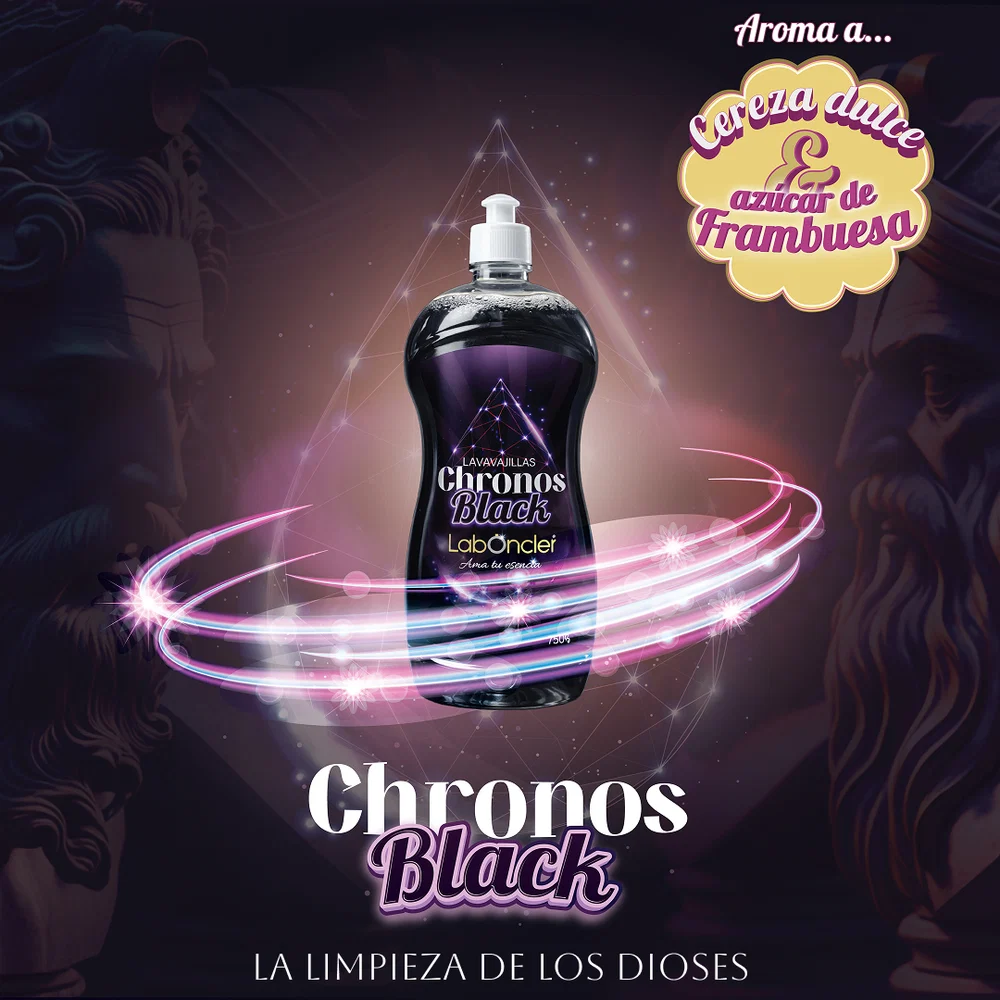 Lavavajillas Chronos Black de Laboncler, color negro y aroma a cereza dulce, 750 g